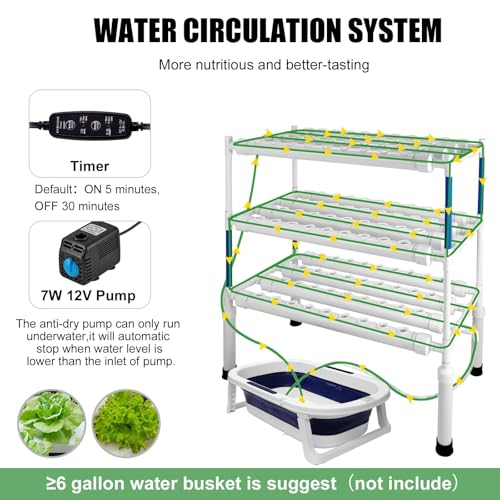 Upgraded Hydroponics Growing System Kit,108 Plant Sites 3 Layers Food-Grade PVC-U Pipes Hydroponic Grow Kit Gardening System for Vegetables,Flowers,Fruits,Herbs - Image 7