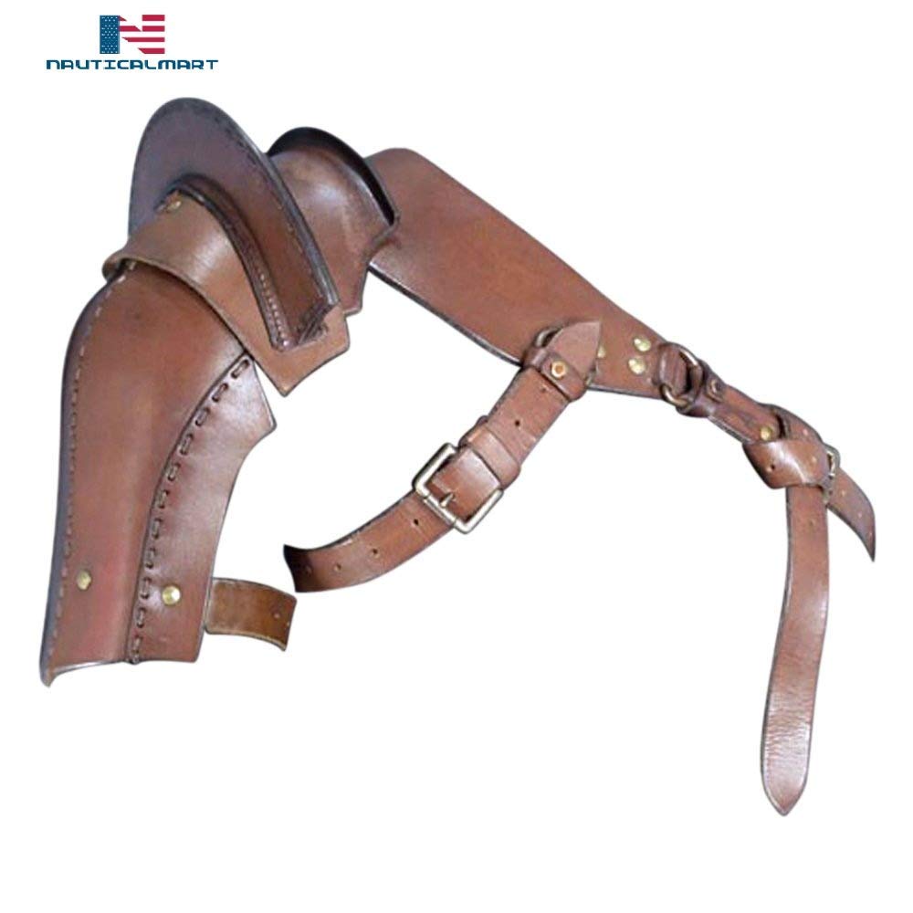 NauticalMart Warriors Single Pauldron Leather Shoulder Armor Brown Halloween (Large)