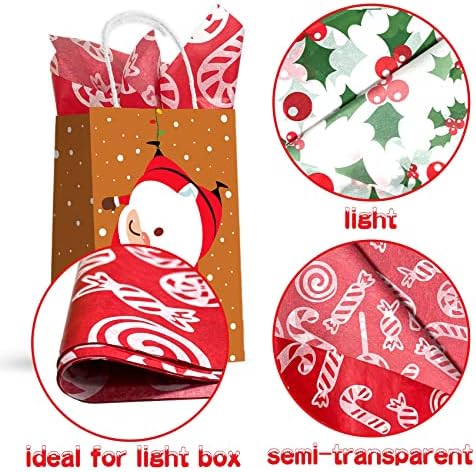 Funnlot Christmas Tissue Papers 160 Sheets Christmas Tissue Paper Sheets for Wrapping Tissue Paper Sheets Xmas Tissue Paper for Gift Bags Wrapping 50 X 35 Cm Xmas Tissue Paper 8 Assorted Designs