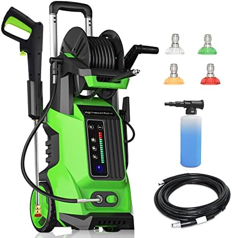 BOSEN Electric Pressure Washer - 3800 PSI + 2.8 GPM High Pressure Washers with 4 Interchangeable Nozzles and Foam Cannon Hose Reel, Power Washers Electric Powered for Home/Driveway/Patio