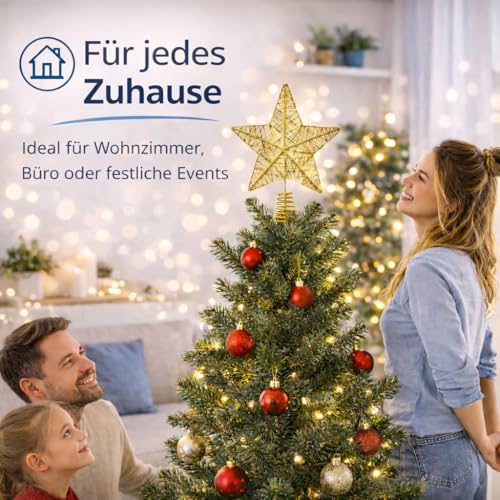 Christbaumspitze Stern - Baumspitze & Tannenbaum Aufstecker für Tannenbaum & Weihnachtsbaum zu Weihnachten - Tannenbaumspitze (Gold)
