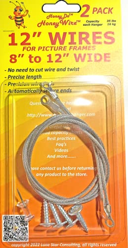 Image of HoneyWire 12 inch Precision Picture Frame Hanging Wire 2-Pack