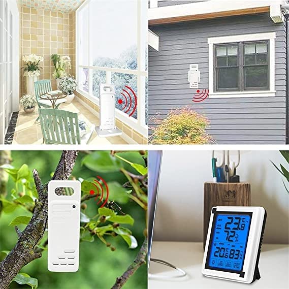 Touch Screen Weather Station + Outdoor Forecast Backlight Thermometer Hygrometer Wireless Weather Station