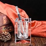 Personalized Custom Pencil Holder Pen Holder Clear Crystal Glass DIY Photo Text Engraved Cup Perfect Gift for Teacher Students Businessman Office Worker