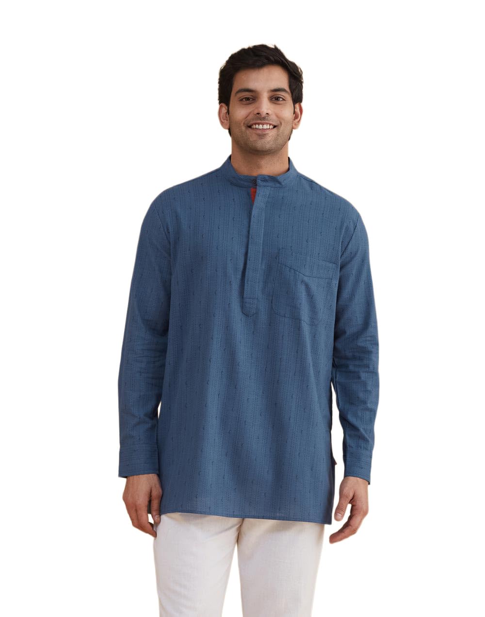 fabindia Fabnu Men Cotton Printed Mandarin Collar Full Sleeves Everyday Comfort Fit Kurta-picture-20