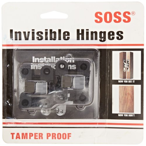 SOSS 203 Zinc Invisible Hinge with Holes for Wood or Metal Applications, Mortise Mounting, Black E-Coat Exterior Finish (Pack of 2)