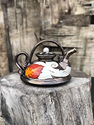 Floral Teapot, Handmade Pottery Teapot, Ceramic Serving Teapot, Art Ceramic Kettle, Collectible Teapot, Hostess gift
