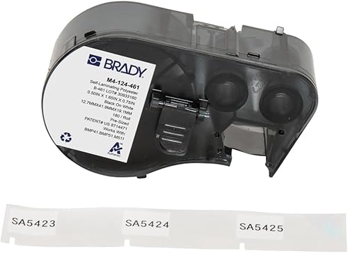 Miniatura 16 de Brady Auténticas etiquetas envolventes de vinilo autolaminables (M4-51-427) de 2.5 pulgadas de alto x 1 pulgada de ancho, negro sobre blanco, Negro
