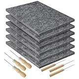 Kaisibum Prickelnadel Set für Kinder ab 4, Prickelset mit 6 Stück Prickelfilz (20 x 15 x 0,9 cm, 9 mm stark) und 6 Stück Prickelnadel, DIY-Gadgets für Kinder und Erwachsene