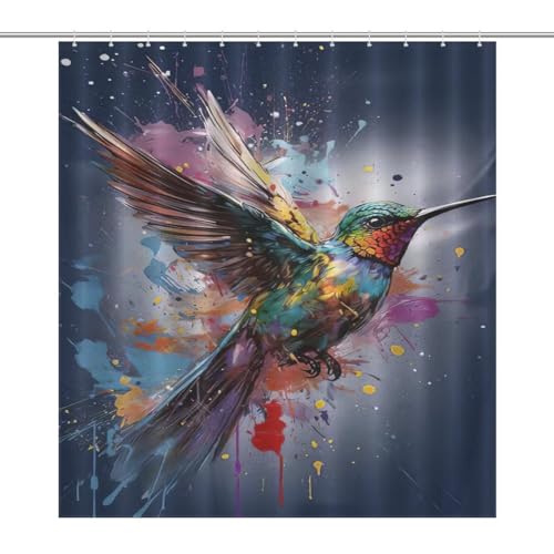 Rideau de douche colibri tissu imperméable 168x183 rideau de bain lavable baignoire - 7