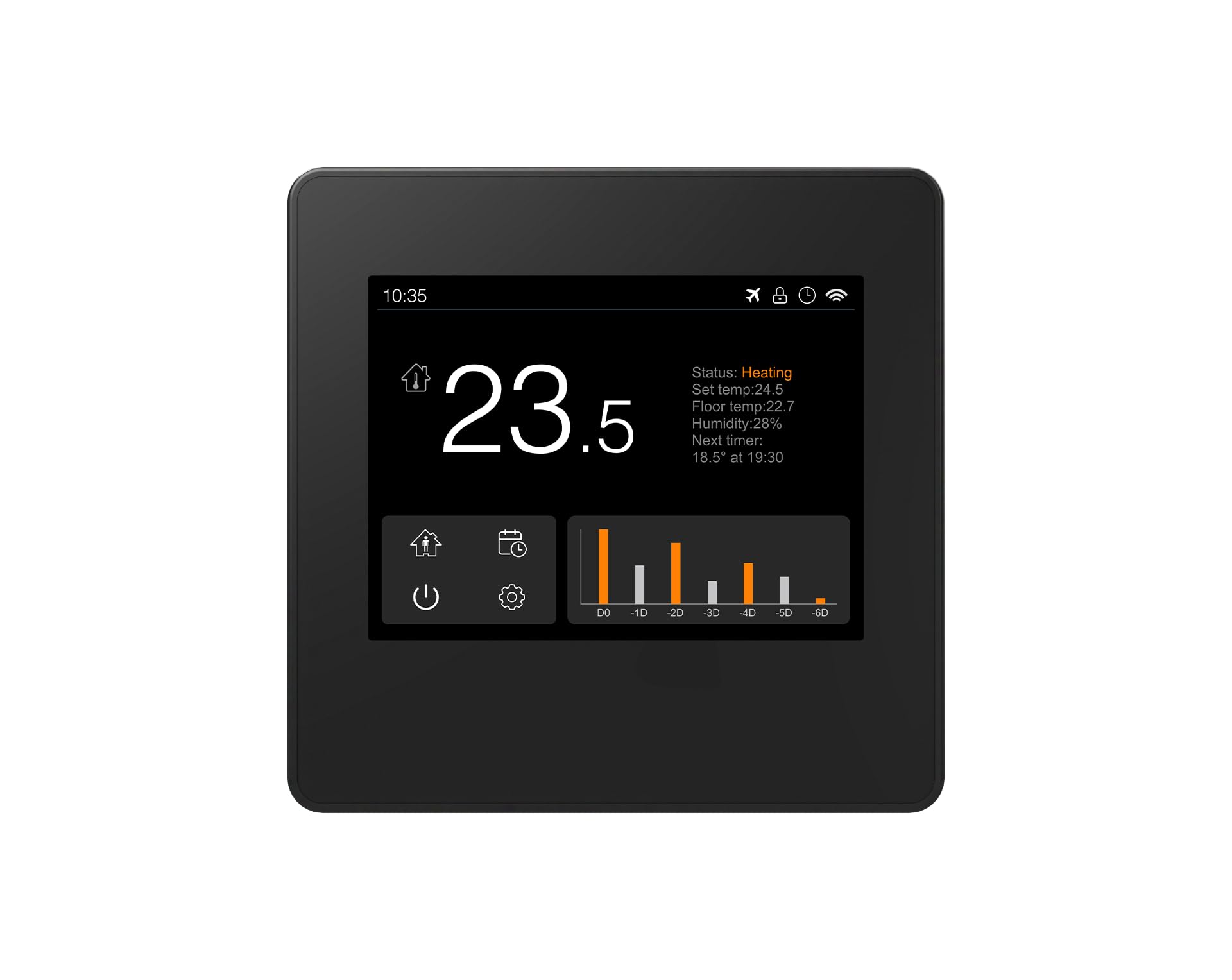 Raumthermostat WiFi Thermostat Digital LCD WLAN Touch Display Fußbodenheizung Alexa Smart Home Google App, Farbe Thermostat:Schwarz