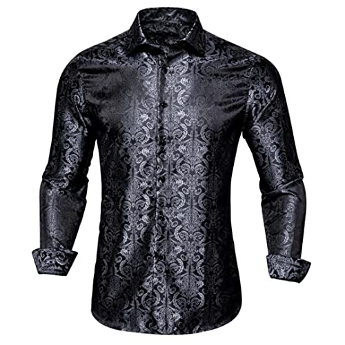 Chemise en soie homme motif floral coupe ajustée Cy-1001 XL