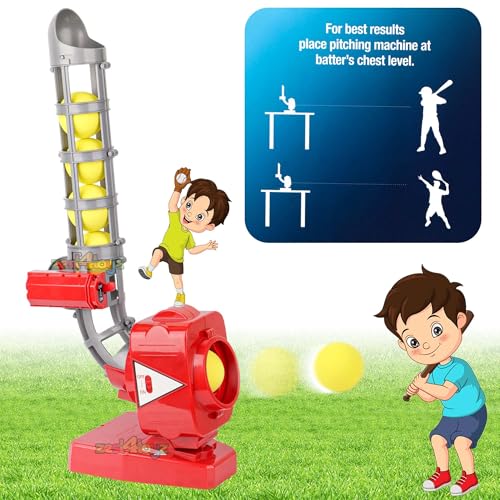 Image of zest 4 toyz Baseball Pitcher for Kids Electronic Pitcher Machine Toy with 5 Balls & Bat for Boys Outdoor Batting Practice Set