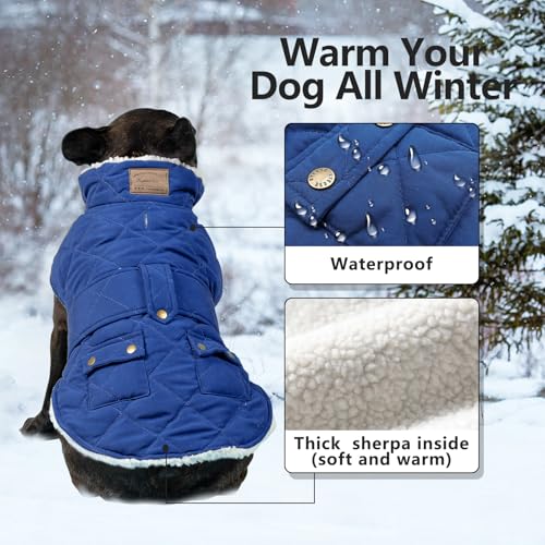 KYEESE-Dog-Coats-Warm-Dog-Jacket-Winter-Windproof-Padded-Sherpa-Cozy-Dog-Clothes-for-Small-Dogs-with-Furry-Collar-BlueS KYEESE Dog Coats Warm Dog Jacket Winter Windproof Padded Sherpa Cozy Dog Clothes for Small Dogs with Furry Collar BlueS