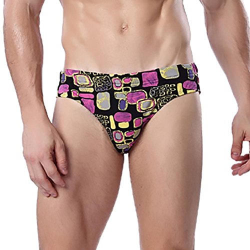 Fheaven Men Sexy Swimsuit Briefs Beach Running Shorts Swimwear Underpants with Pocket (XXXL, Purple)