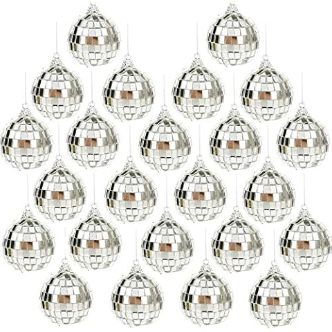 Bright Reflective Mirror Disco Balls | 24 Pack 2" Christmas Balls Ornaments Xmas Tree Hanging Balls Pendants for Holiday Wedding Party Dance and Music Festivals Decoration Cover