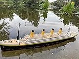 Modelo de barco teledirigido gigante, modelo clásico de barco, juguete teledirigido, 81 cm (32 pulgadas), simulación de luz, tres modelos de barco de hélices