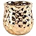 MyGift 4-Inch Ceramic Flower Plant Vase with Metallic Gold-Tone Finish and Hammered Texture - Handcrafted in India