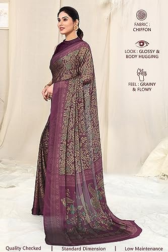 Image of MIRCHI FASHION Women Saree | Plain Weave Chiffon Abstract Printed Office Wear Sari with Blouse
