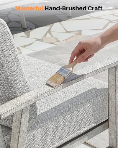 Image of Aluminum Outdoor Coffee Table, Never Rusts Rectangle Patio Coffee Table with Resin Tabletop, Aluminum Outdoor Furniture Coffee Table for Patio, Poolside, Garden, Balcony, White Oak