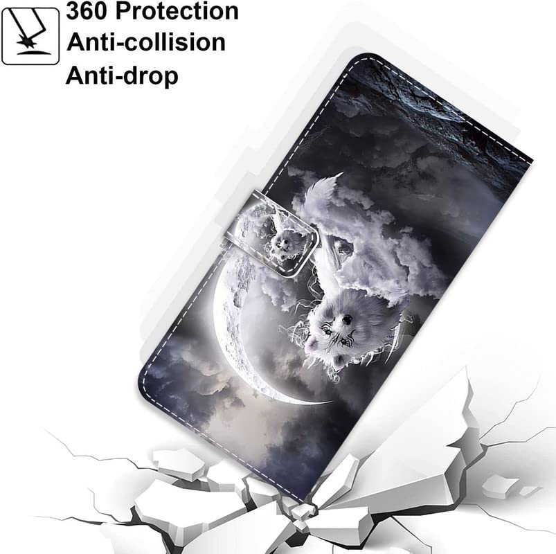 Sunrive Cover compatibile con Huawei Y5 (2017)/Y6 2017,Custodia Case in molle matte Morbida Flessibile Antigraffio protettiva back Case(Lupo,Luna, Stelle)+1 x Cordino Universale