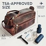 Rustic Town Leather Wash Bag for Men - Travel Toiletry Bag - Shaving Dopp Kit Toiletries Organizer - Leather Makeup Bag for Women - Image 2