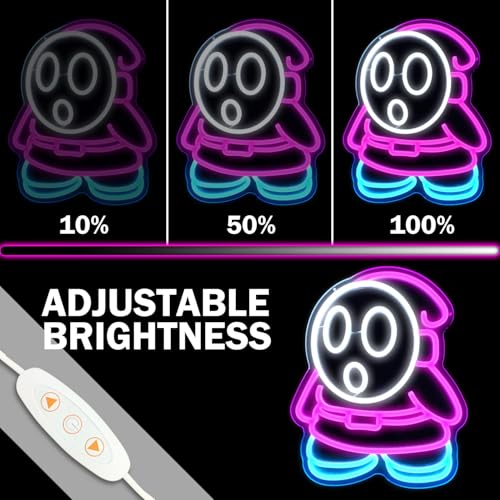 Image of Cheunyar Shy Guy Neon Sign from Gaming Neon Sign Dimmable Ghost Led Neon Light for Bedroom Kids Game Room Man Cave Birthday Halloween Decor Christmas Gift
