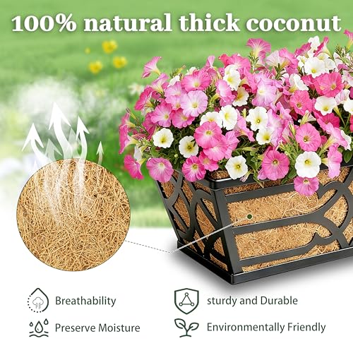cheehigo 4 Pack 30 Inch Window Boxes Planters with Coco Liner, Large Metal Railing Planter Boxes for Deck, Heavy Duty Hanging Trough for Fence and Front Porch Garden Flower Display by cheehigo - Used condition - Image 9