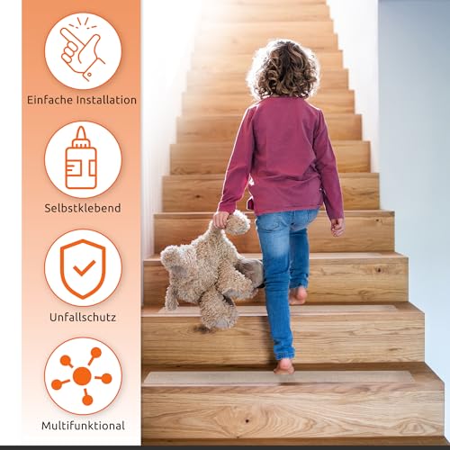 Stufenmatten transparent Ecence 16 Stück für Treppen mit Antirutsch-Funktion
