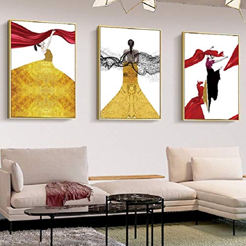 Art mural pour filles chambre décoration maison avec triptyque de toiles moderne