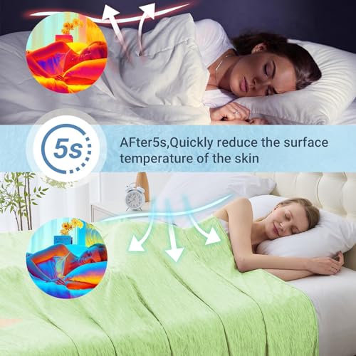 Image of Cooling Blanket Throw Size, Cooling Blankets for Hot Sleepers, Absorbs Heat to Keep Body Cool for Summer Nights Sweats, Cold Blanket for Bed Couch Sofa, Ice Blanket 50x70 Inches, Green