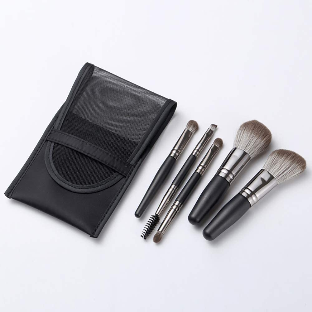 Pennelli for Trucco da Viaggio Set w/Sacchetto, 5 pz. Doppio Kit di pennelli Cosmetici Portatili Portatili a Doppia Chiusura for Fondazione, ombretto, Blush Trucco spazzole