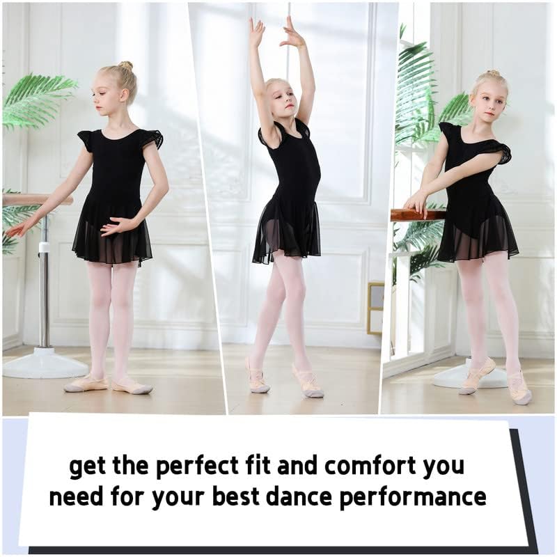 Image of DIPUG Ballet Leotards for Girls Ballet Leotard with Skirt Toddler Dance Leotards Flutter Sleeve and Criss-Cross Back