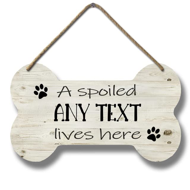 Horienteeon Ymaotrade Personalized Custom Dog Bone Sign Dog Paws Wooden Sign For Dogs Pets House Food Area Wood Hanging Plaque Home Decoration 8.3x4.8"