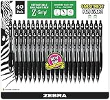 Zebra Pen Ballpoint - Pack Of 40 Black Z-grip Retractable Fine Point 0.7 mm