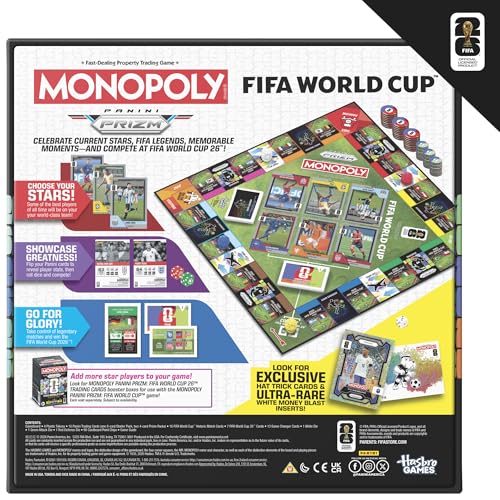 Image of Monopoly Panini Prizm: FIFA World Cup Game I Soccer Board Game with Monopoly Panini Prizm FIFA World Cup 2026 Trading Cards I Ages 8+