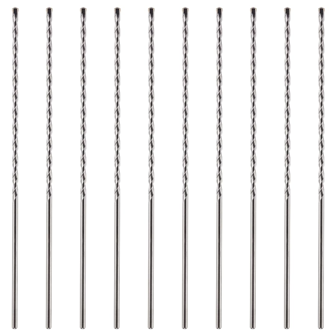 10 Pack Of 13mm x 400mm Long TCT Masonry Drill Bits โ For Concrete, Brick, Stone, Porcelain Ceramic Tiles Plastic Wood โ Masonry Drill Bits Set For Standard Rotary Drills & Hammer Drills (NOT SDS)