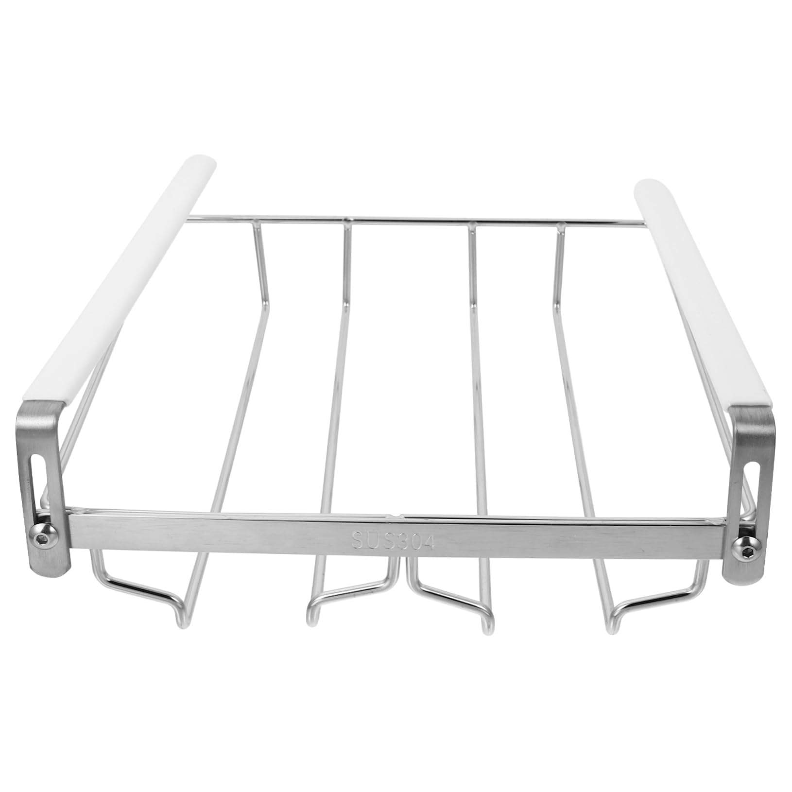 Alipis 1Pc Double Row Wine Glass Stand Stainless Steel Wine Glass Holder for Easy Installation Strong Load Bearing for Home Bar Use Silver