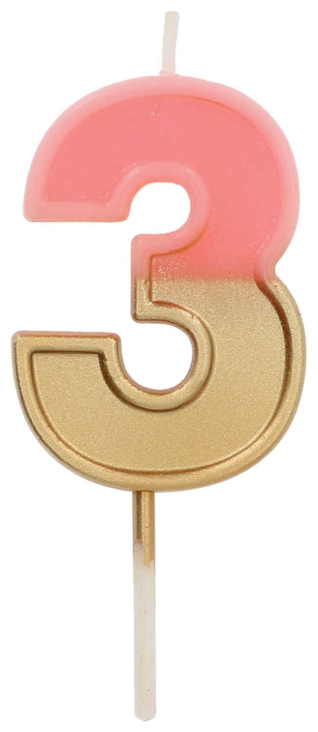 Folat 18703 Candle Retro Number 3 Pink