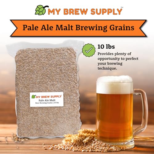 My Brew Supply Pale Ale 2-Row (3.5L) Premium Malt Beer Making Grain | Brew Your Own Rich and Malty Pale to Dark Ale with Bulk Milled Barley Grains | Grown in Western Europe | 10lb Crushed Grain