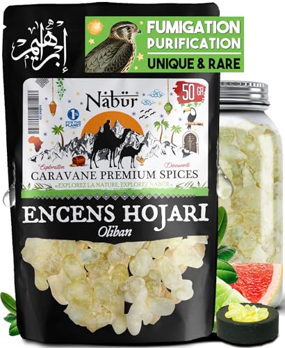 50gr Hojari Encens Oliban, Nabür, Encens résine en Grain, Sultanat Oman