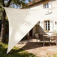 HAIKUS Sonnensegel Wasserdicht Dreieckig 3x3x3m Sonnenschutz Wasserabweisend Premium PES Polyester mit UV Schutz für Balkon Garten Terrasse Creme