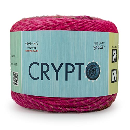 Image of Ganga Acrowools Crypto -100% Acrylic Yarn, Hand Knitting and Crochet Yarn, Pack of 2 Balls - 100Gm Each. Shade No - Ptt1433, Multicolor