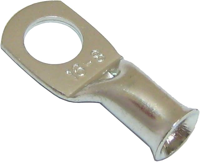 All Trade Direct 10 Copper Tube 16Mm X 8Mm Lug Battery Starter Cable Welding Crimp Terminal Ring
