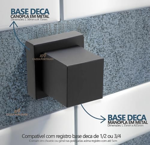 Acabamento para registro quadrado preto padrão deca 100% Metal