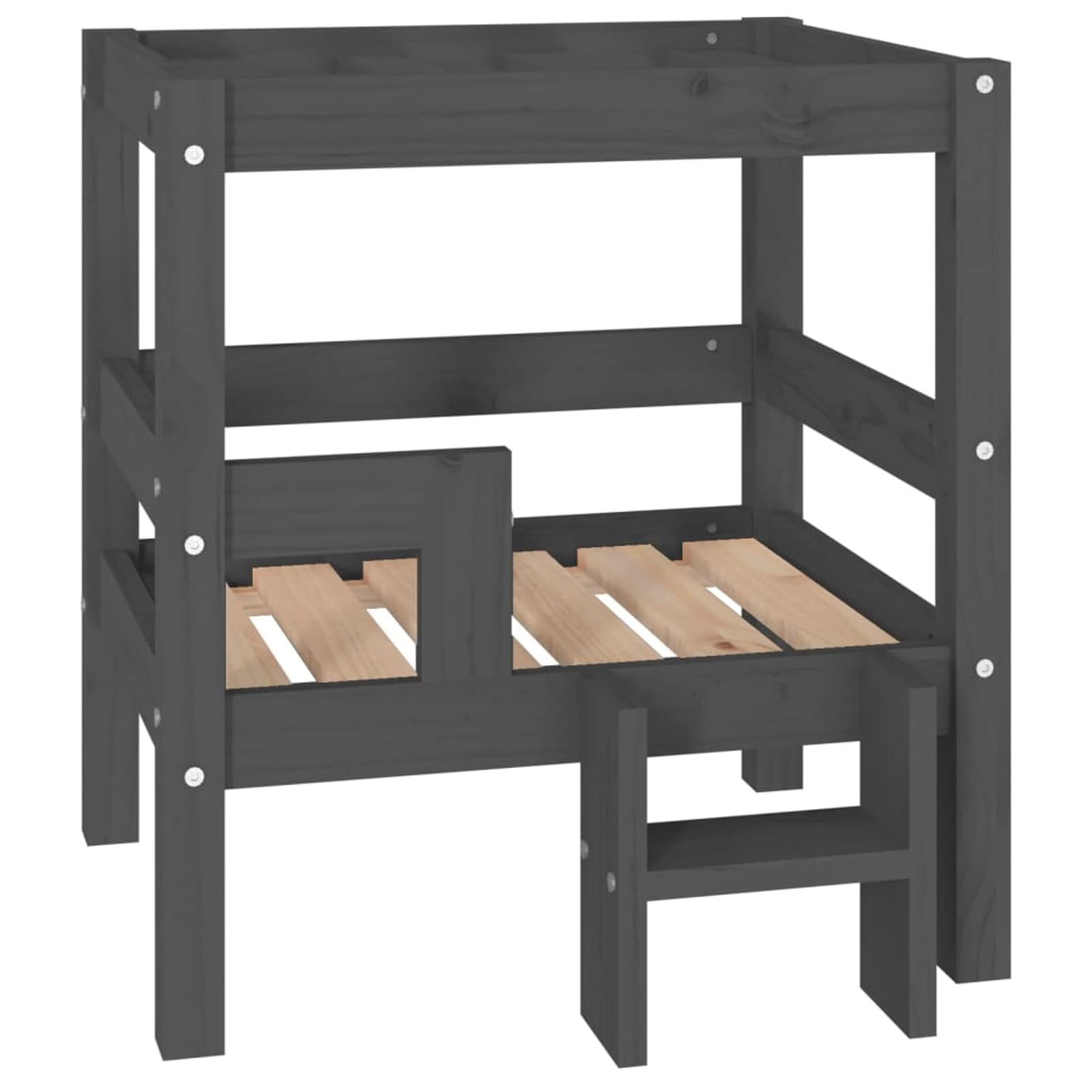 ZEYUAN Cama para Perros Madera Maciza de Pino Gris 55,5x53,5x60 cm, Colchon Perro, Cuna Perro, Cama Mascota, Dog Bed, Cama para Perros Y Gatos