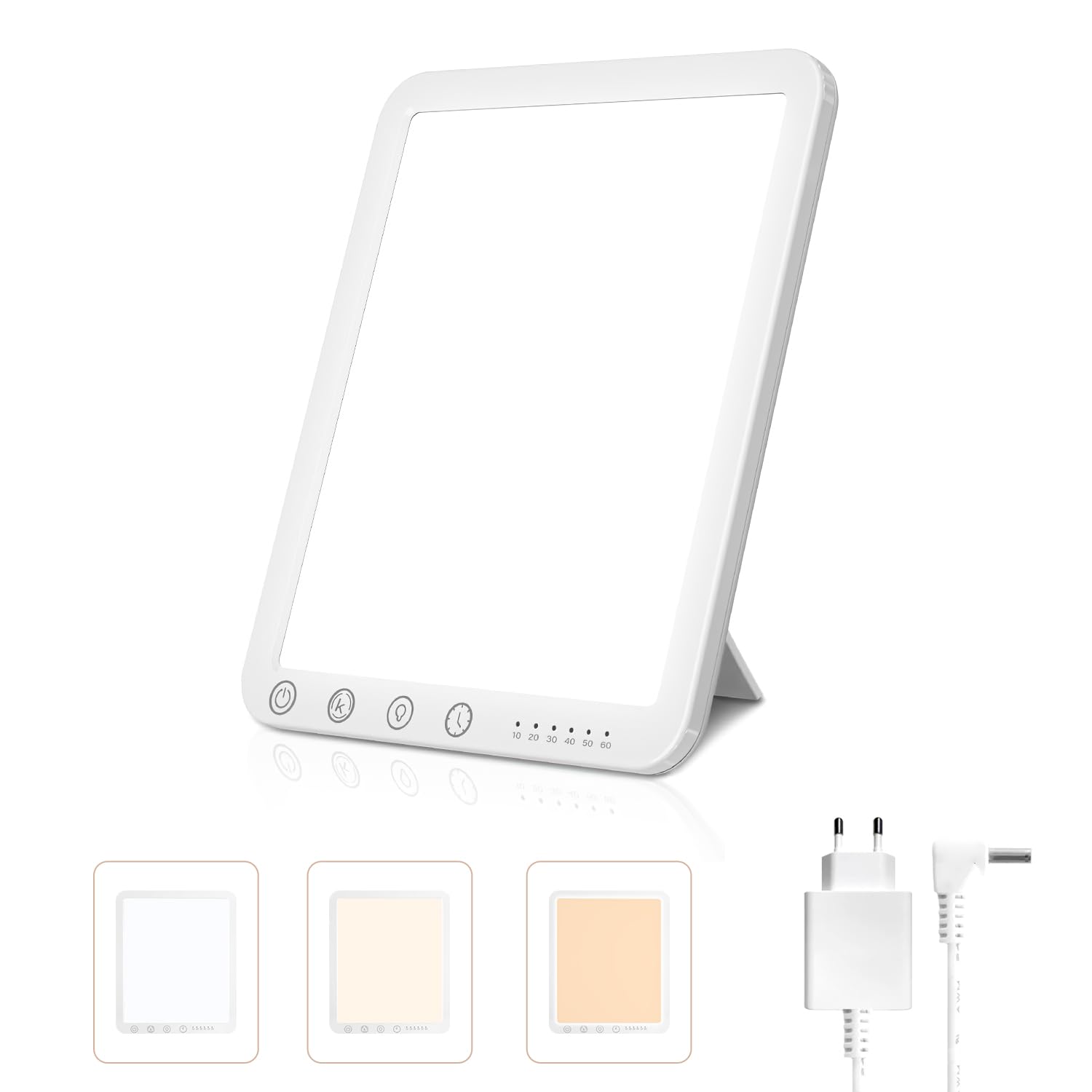 Tageslichtlampe,10000 Lux Lichttherapielampe, UV-freie LED Tageslichtlampen, Simulation von Tageslicht, 3 Farbtemperaturen 5 Helligkeitsstufen Touch-Control Sonnenlicht Lampe, Vollspektrumlampe