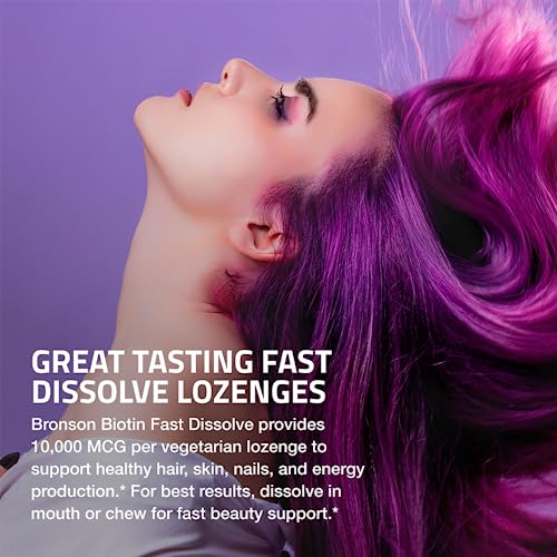 image for Bronson Biotin 10,000 MCG Lozenges Fast Dissolve High Potency Supports