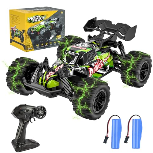 1: 20 Coche de Control Remoto, 20 km/h Camión de Coche Teledirigido de 2,4 GHz, Coche de Control Remoto Súper Genial con 2 Baterías Recargables, 70 Minutos de Juego，Perfecto Regalo para Niños