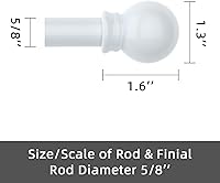 Vista 5 de Paquete de cortineros plateados para ventanas de 32 a 48, juego de cortineros decorativos de 5/8 de pulgada, cortinero de metal resistente con Blanco